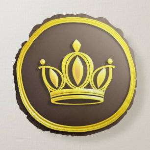 Elegante Gouden Kroon Rond Kussen