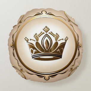 Elegante Gouden Kroon Rond Kussen
