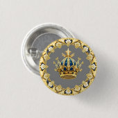 Elegante Gouden Kroon Ronde Button 3,2 Cm (Voorkant /achterkant)