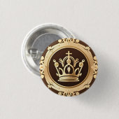 Elegante gouden kroon ronde button 3,2 cm (Voorkant /achterkant)