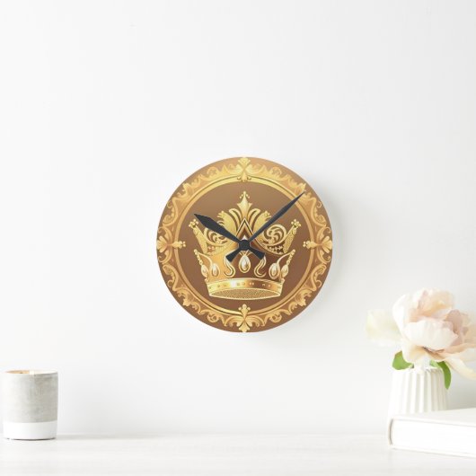 Elegante gouden kroon ronde klok (Huis)