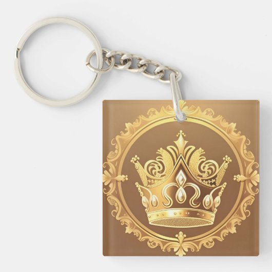 Elegante Gouden Kroon Sleutelhanger (voorkant)