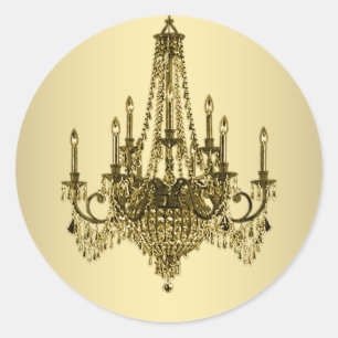 Elegante gouden kroonlucherstickers ronde sticker