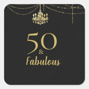 Elegante gouden kroonluchter Zwart 50 & Fabulous Vierkante Sticker