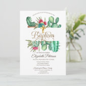 Elegante gouden kruis cactus polka stippen kaart (Staand voorkant)