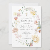 Elegante Gouden Kruis en blozende bloemen meisje D Kaart (Voorkant)