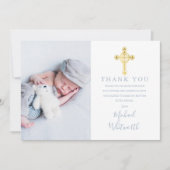 Elegante Gouden Kruis Foto Handtekening Script Doo Bedankkaart (Voorkant)