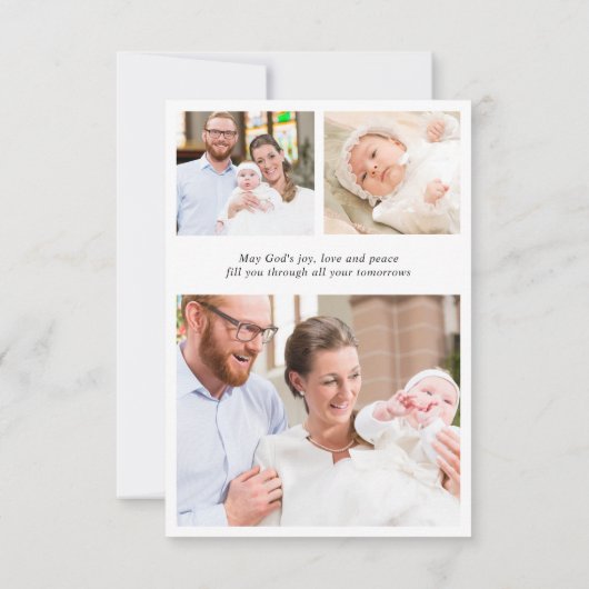 Elegante gouden kruis groen krans foto doop bedankkaart (Achterkant)