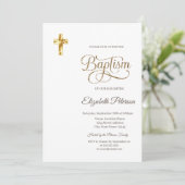 Elegante gouden kruis minimalistische doop kaart (Staand voorkant)