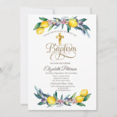 Elegante gouden kruis Waterverf citroenen olijven Kaart (Voorkant)