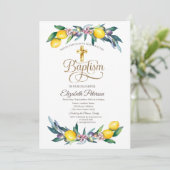 Elegante gouden kruis Waterverf citroenen olijven Kaart (Staand voorkant)