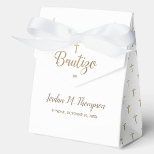 Elegante Gouden Kruis Witte Bautizo Persoonlijk Bedankdoosjes