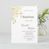 Elegante gouden kruisdoop Gouden Bloemenveter Kaart (Staand voorkant)