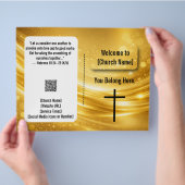 Elegante Gouden Kruiskerkbulletin Flyer (Hand)