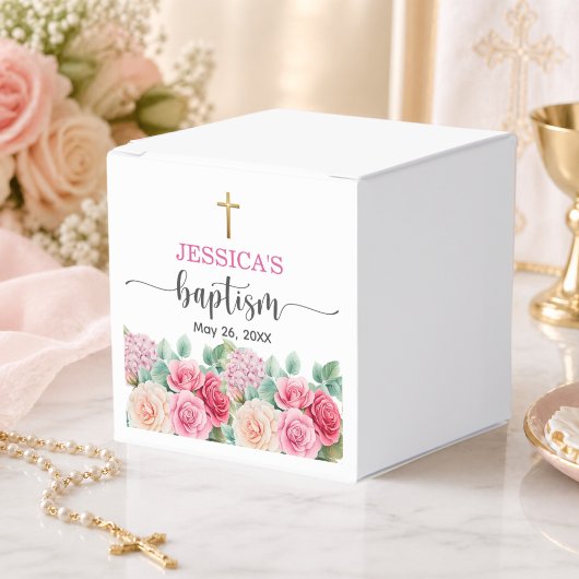 Elegante Gouden Kruisrozen Bloemendoop Bedankdoosjes