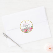 Elegante Gouden Kruisrozen Bloemendopen Ronde Sticker (Envelop)