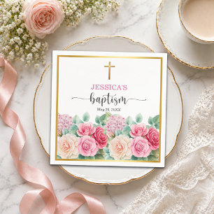 Elegante Gouden Kruisrozen Bloemendoufe Servet