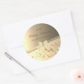 Elegante gouden krullen, lint jubileum ronde sticker (Envelop)
