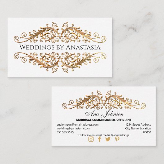 Elegante Gouden Krullen Visitekaartje (Voorkant / Achterkant)