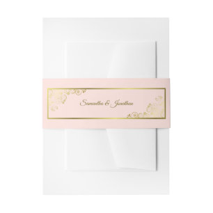 Elegante gouden krullen & wervelingen Blush roze b Uitnodigingen Wikkel