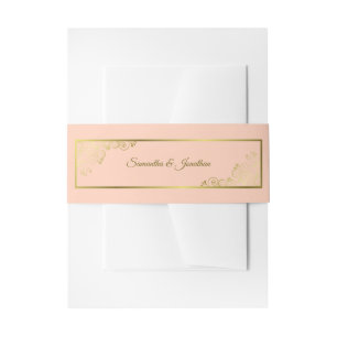 Elegante gouden krullen & wervelingen koraal perzi uitnodigingen wikkel