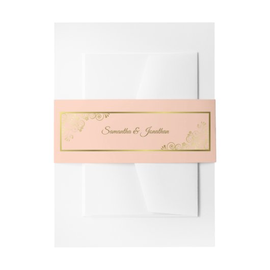 Elegante gouden krullen & wervelingen koraal perzi uitnodigingen wikkel (Voorkant Voorbeeld)