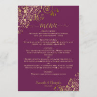 Elegante gouden krullen & wervelingen Magenta Plum