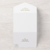 Elegante gouden krullen & wervelingen op witte bru all in one uitnodiging (Buitenkant)