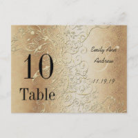 Elegante Gouden Krullen Zwarte Letter Tafelnummers