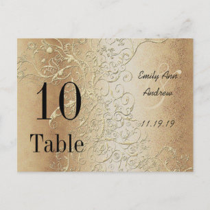Elegante Gouden Krullen Zwarte Letter Tafelnummers