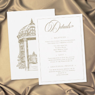 Elegante gouden kuiltuinbruiloft in vintage-stijl informatiekaartje