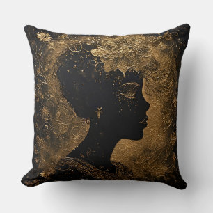 Elegante gouden kunst van een vrouwenprofiel met f kussen