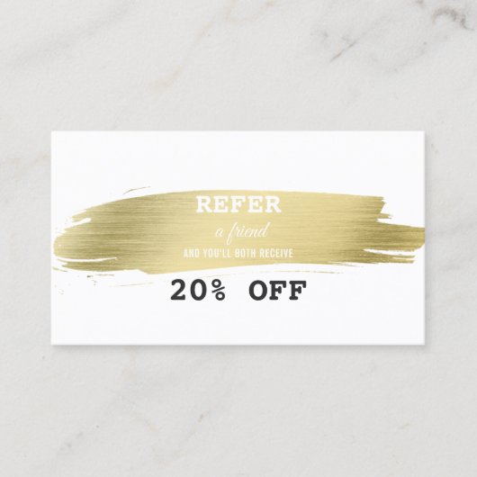 Elegante Gouden Kwaststreek Make-up Artist Aanbeve Aanbevelingskaartje (Voorkant)