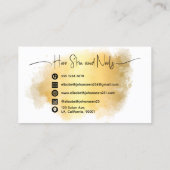 Elegante Gouden Kwaststreek Monogram Script Naam Visitekaartje (Achterkant)