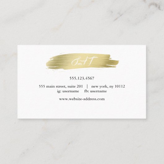 Elegante Gouden Kwaststreek Professioneel Visitekaartje (Achterkant)