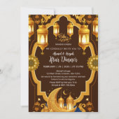 Elegante Gouden Lantaarn & Halve Maan Ramadan Ifta Kaart (Voorkant)