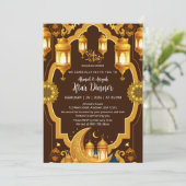 Elegante Gouden Lantaarn & Halve Maan Ramadan Ifta Kaart (Staand voorkant)
