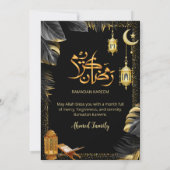 Elegante Gouden Lantaarns en Monstera Ramadan Ifta Kaart (Achterkant)