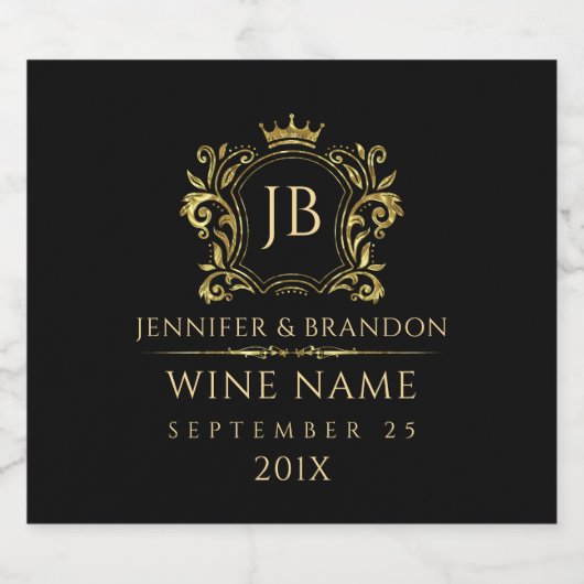 Elegante gouden laurier krans kroon sparkling wijnetiket (Enkel label)