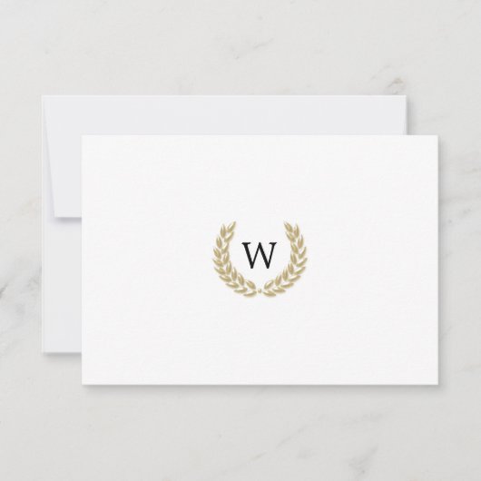 Elegante Gouden Laurier Monogram Wit RSVP Bruiloft (Voorkant)