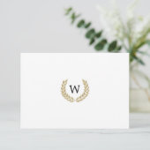Elegante Gouden Laurier Monogram Wit RSVP Bruiloft (Staand voorkant)