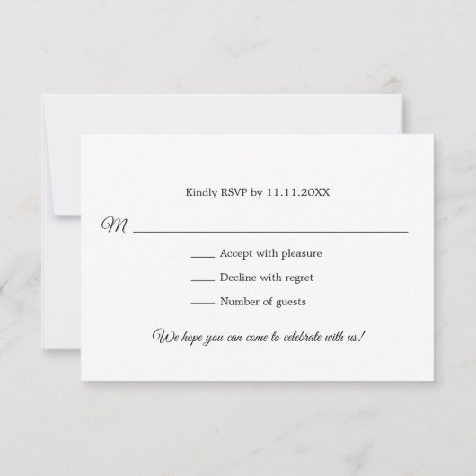 Elegante Gouden Laurier Monogram Wit RSVP Bruiloft (Achterkant)