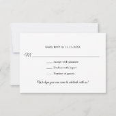 Elegante Gouden Laurier Monogram Wit RSVP Trouwdag (Achterkant)