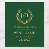 Elegante gouden laurierkrans op groen wijn etiket (Enkel label)