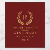 Elegante gouden laurierkrans op rood wijn etiket (Enkel label)