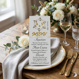 Elegante Gouden Lauwerkrans A & S Monogram Trouwri Menu