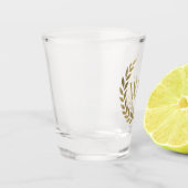 Elegante gouden lauwerkrans monogram Initialen Shot Glas (Links)