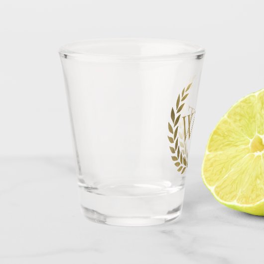 Elegante gouden lauwerkrans monogram Initialen Shot Glas (Links)