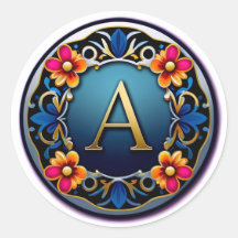 Elegante gouden letter A medaille met bloemenkrans