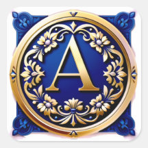 Elegante gouden letter A medaille met bloemenkrans